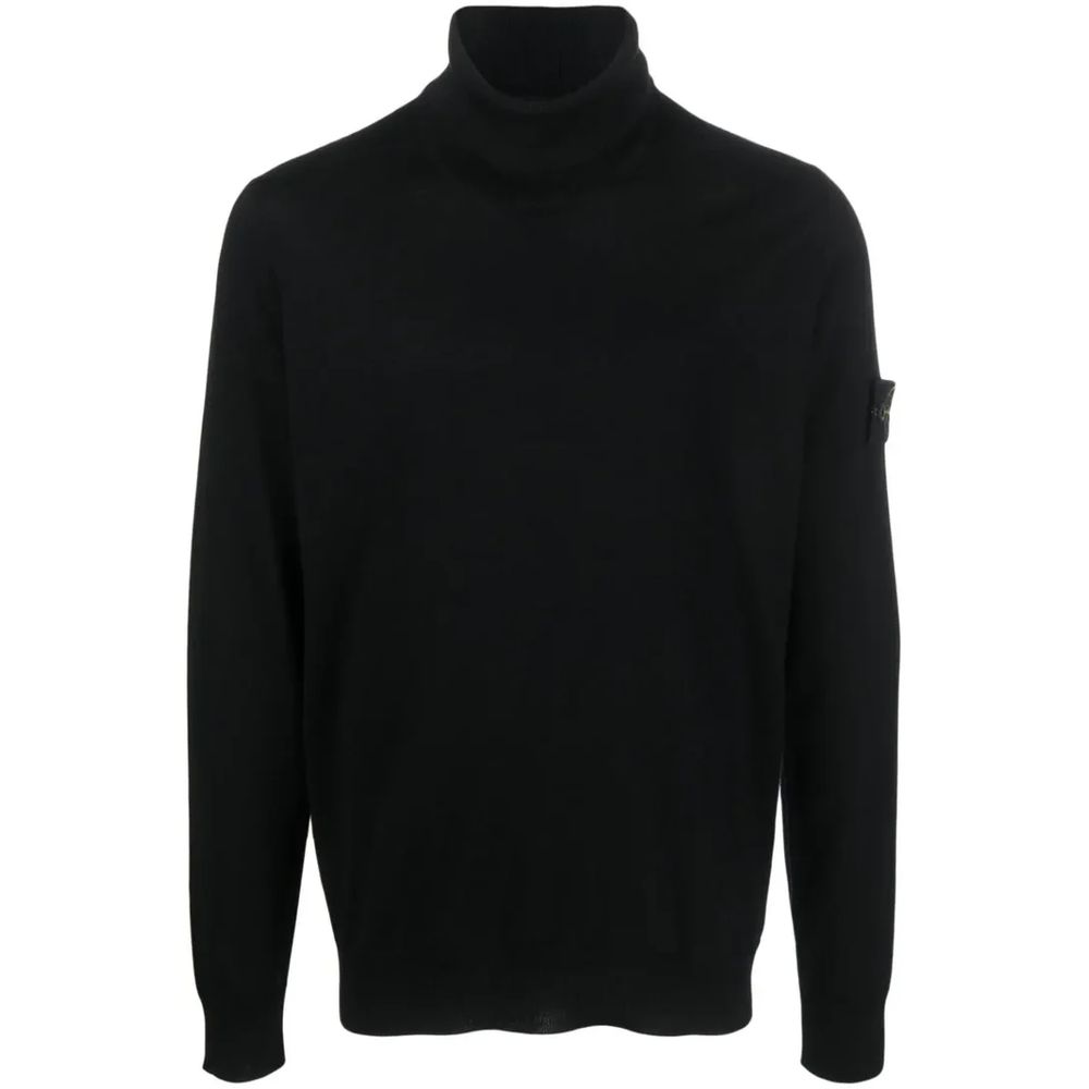 Suéter masculino de lã preta Stone Island