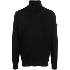Suéter masculino de lã preta Stone Island