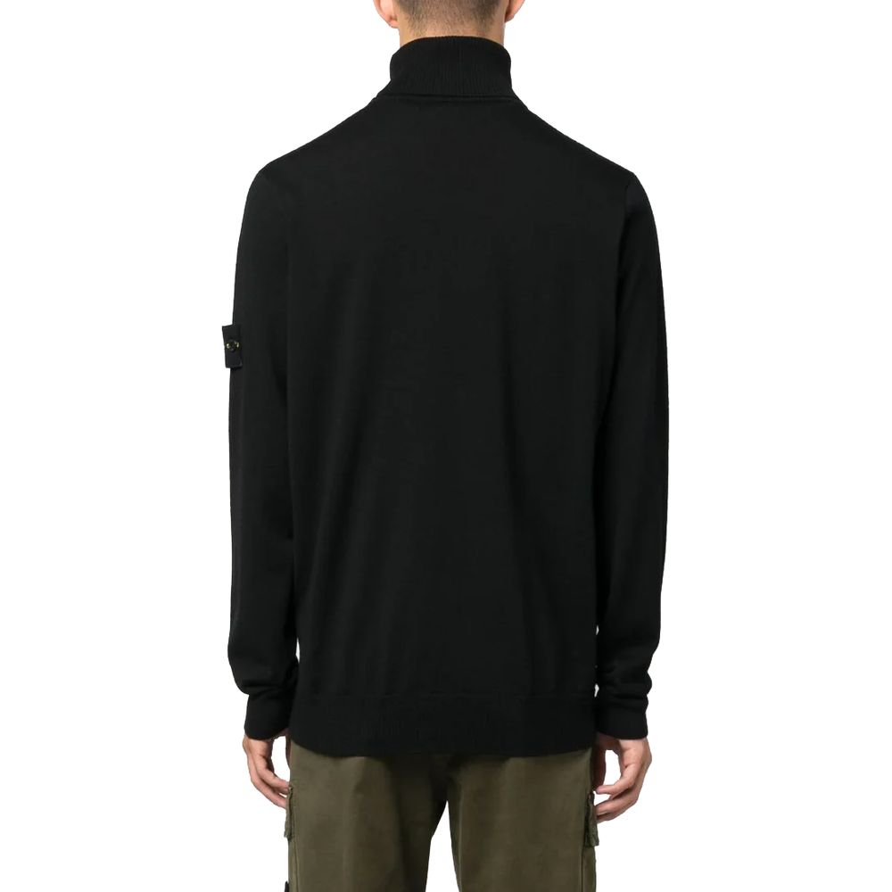 Suéter masculino de lã preta Stone Island