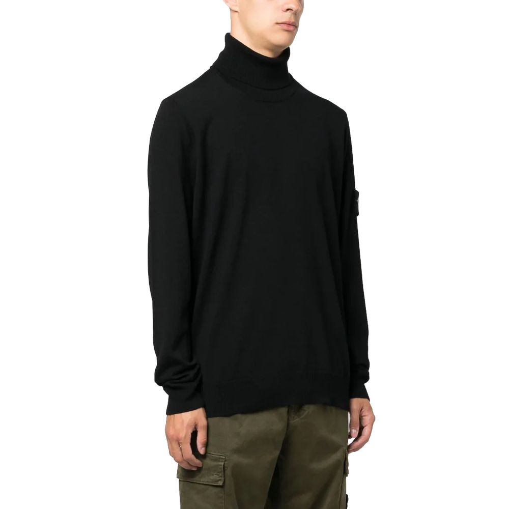 Suéter masculino de lã preta Stone Island