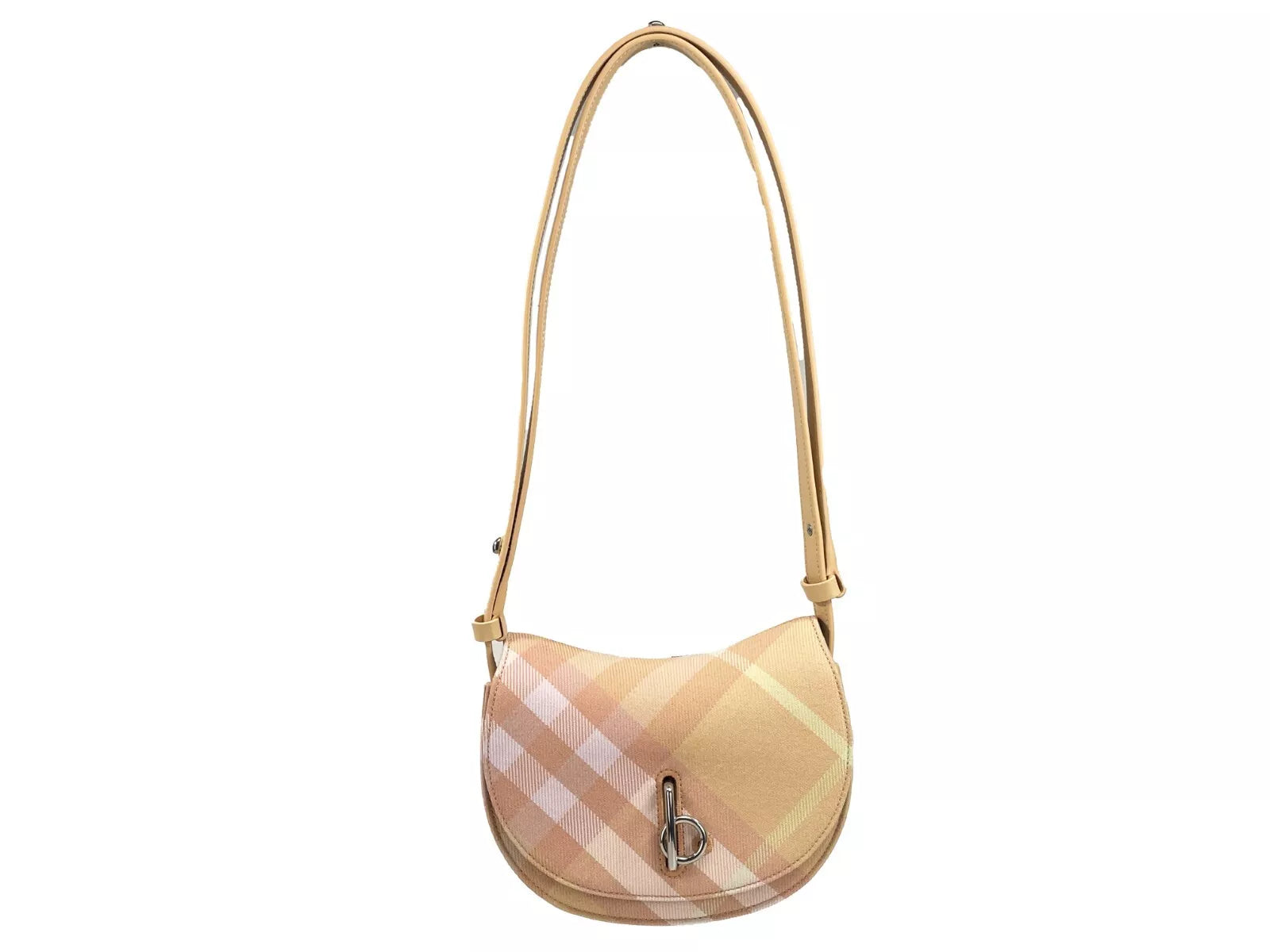 Bolsa transversal Burberry Mini Check Rocking Horse, cor pêssego