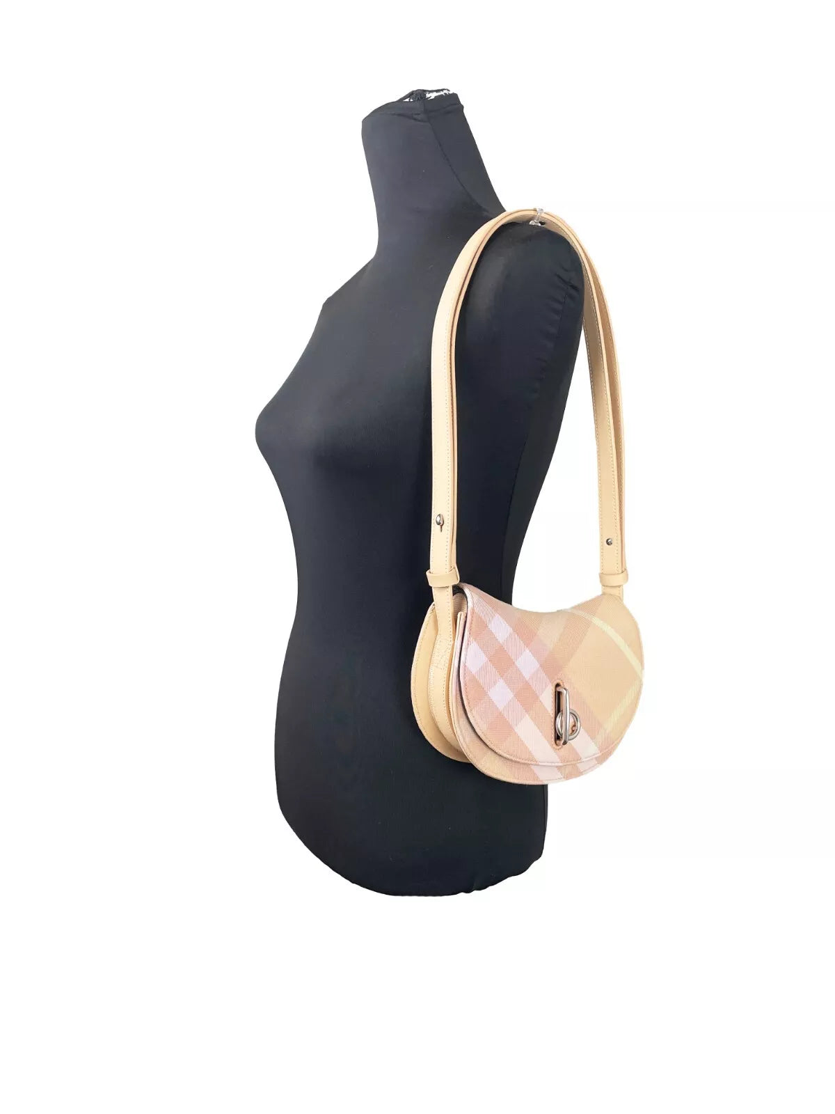 Bolsa transversal Burberry Mini Check Rocking Horse, cor pêssego