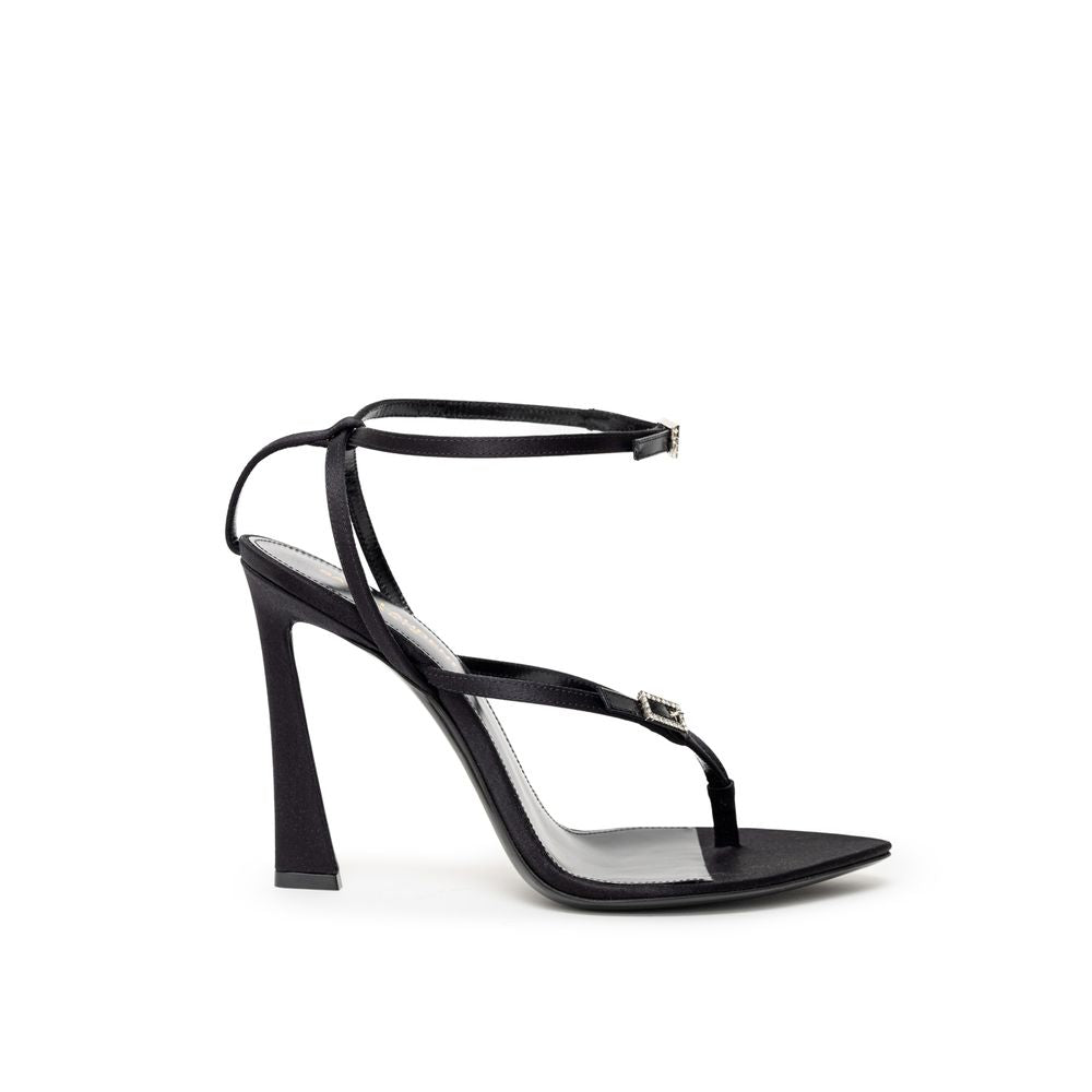 Sandália E Raso de couro preto Saint Laurent
