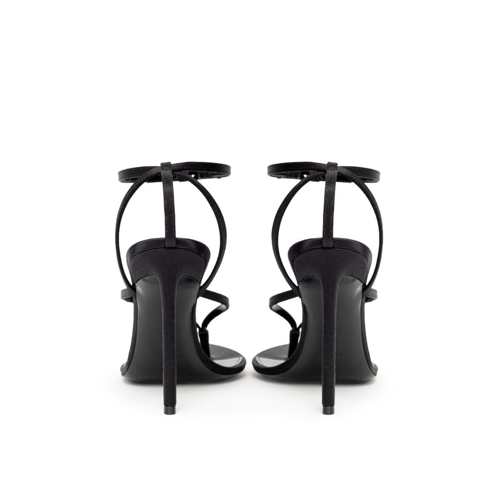 Sandália E Raso de couro preto Saint Laurent