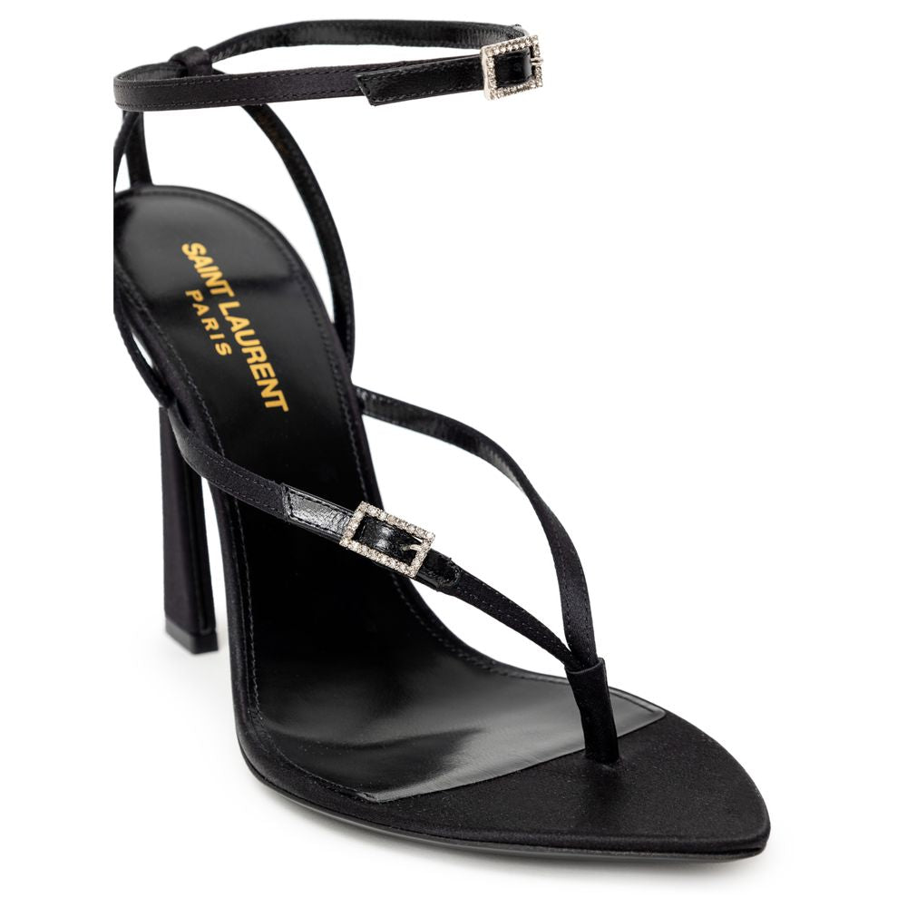Sandália E Raso de couro preto Saint Laurent