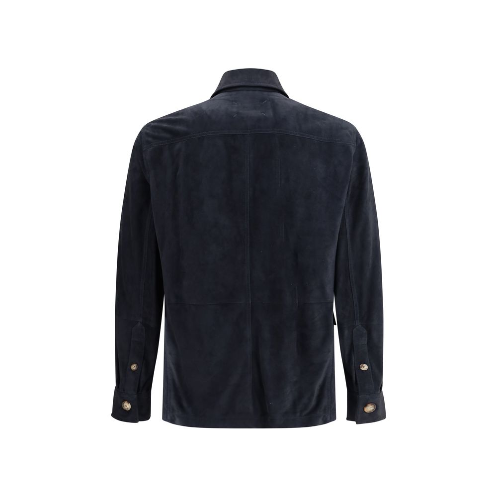 Brunello Cucinelli Camisa de couro camurça Jaqueta