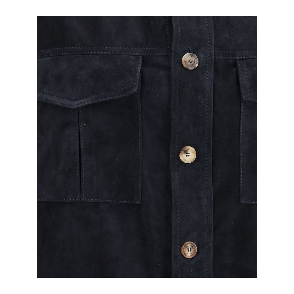 Brunello Cucinelli Camisa de couro camurça Jaqueta