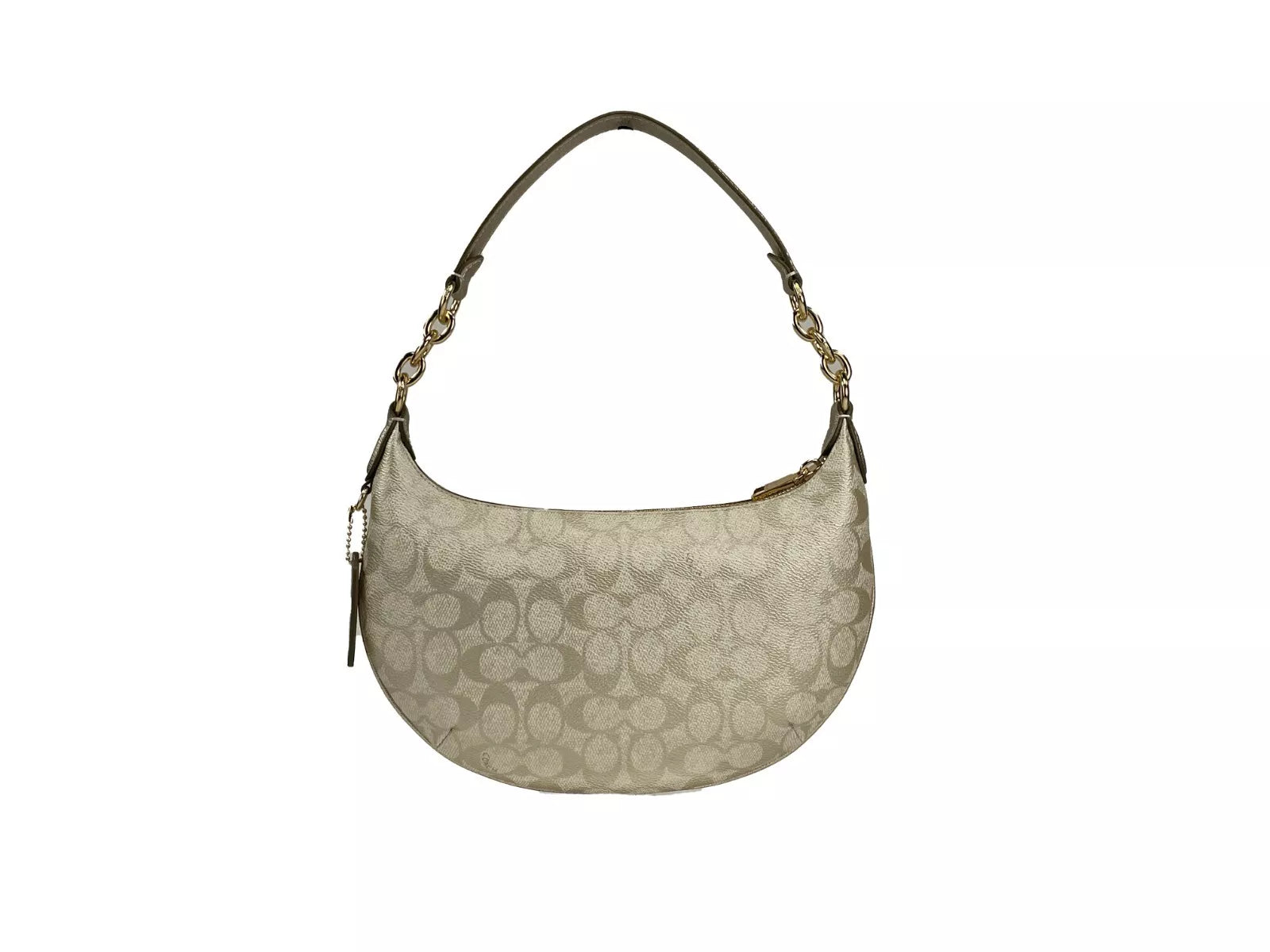 Bolsa de ombro Coach Payton Signature em couro PVC champanhe dourado