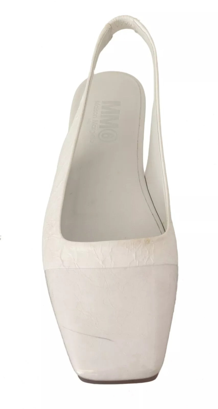 Maison Margiela Sapatos baixos de couro branco tipo slingback