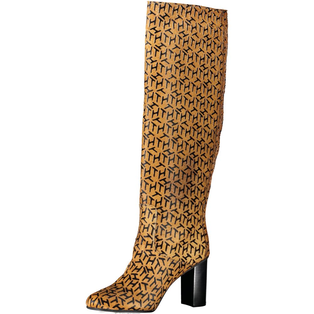 Tommy Hilfiger Bota de cano alto feminina em couro bege