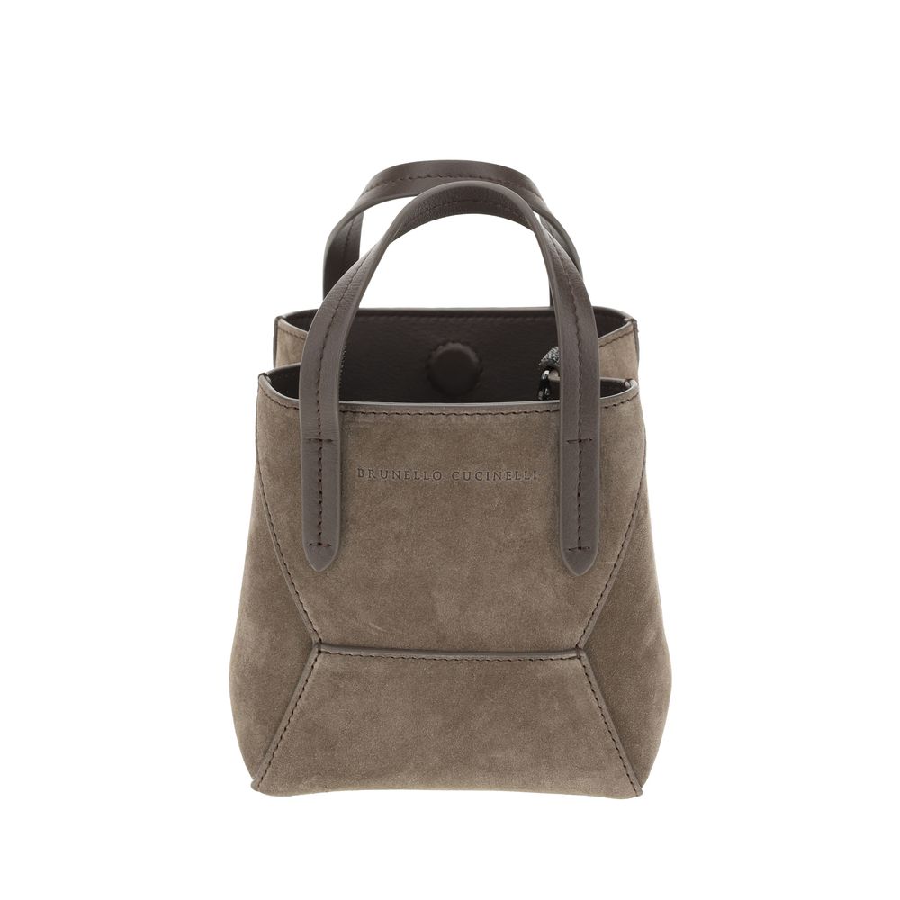 Bolsa de ombro em camurça Brunello Cucinelli