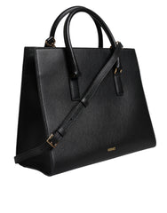 Bolsa transversal grande de couro preta Versace com alça superior