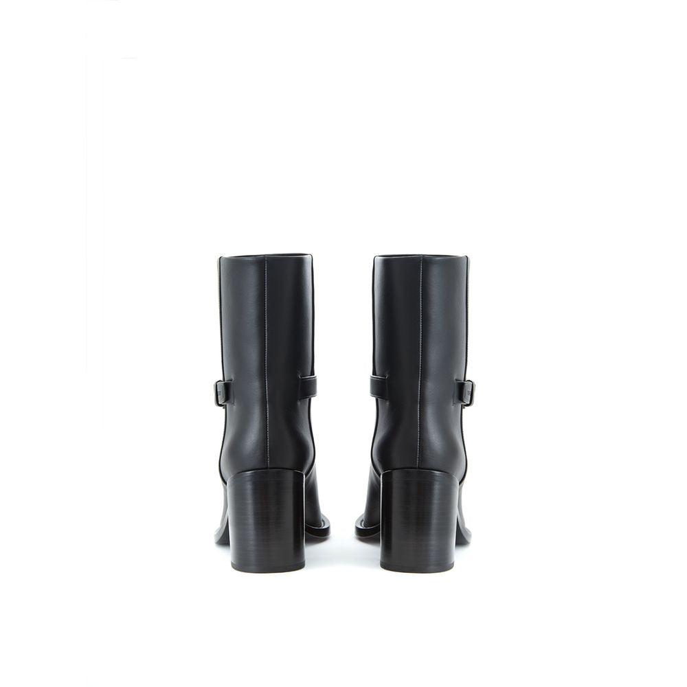 Bota de couro preta Burberry