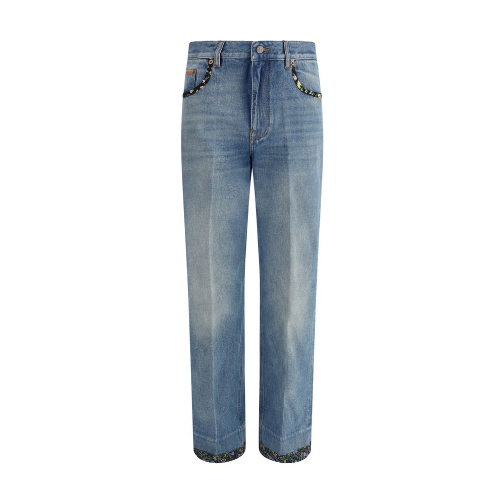 Jeans Valentino com detalhes florais
