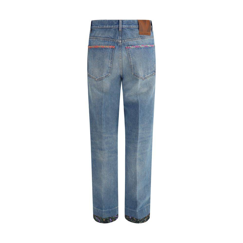 Jeans Valentino com detalhes florais