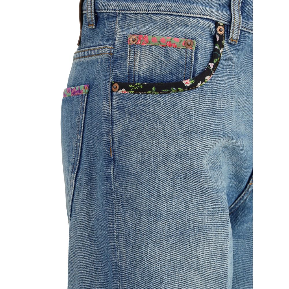 Jeans Valentino com detalhes florais