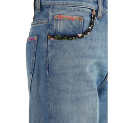 Jeans Valentino com detalhes florais