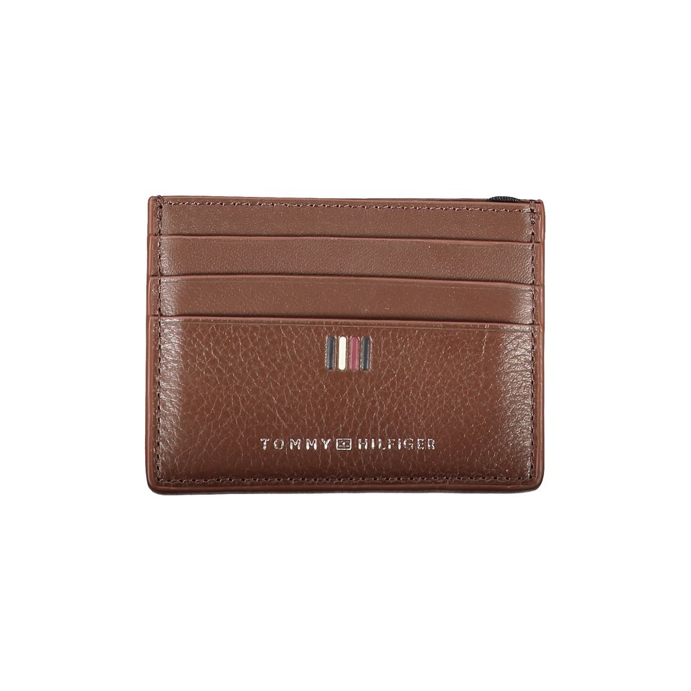 Porta-cartões Tommy Hilfiger em couro elegante com detalhes contrastantes