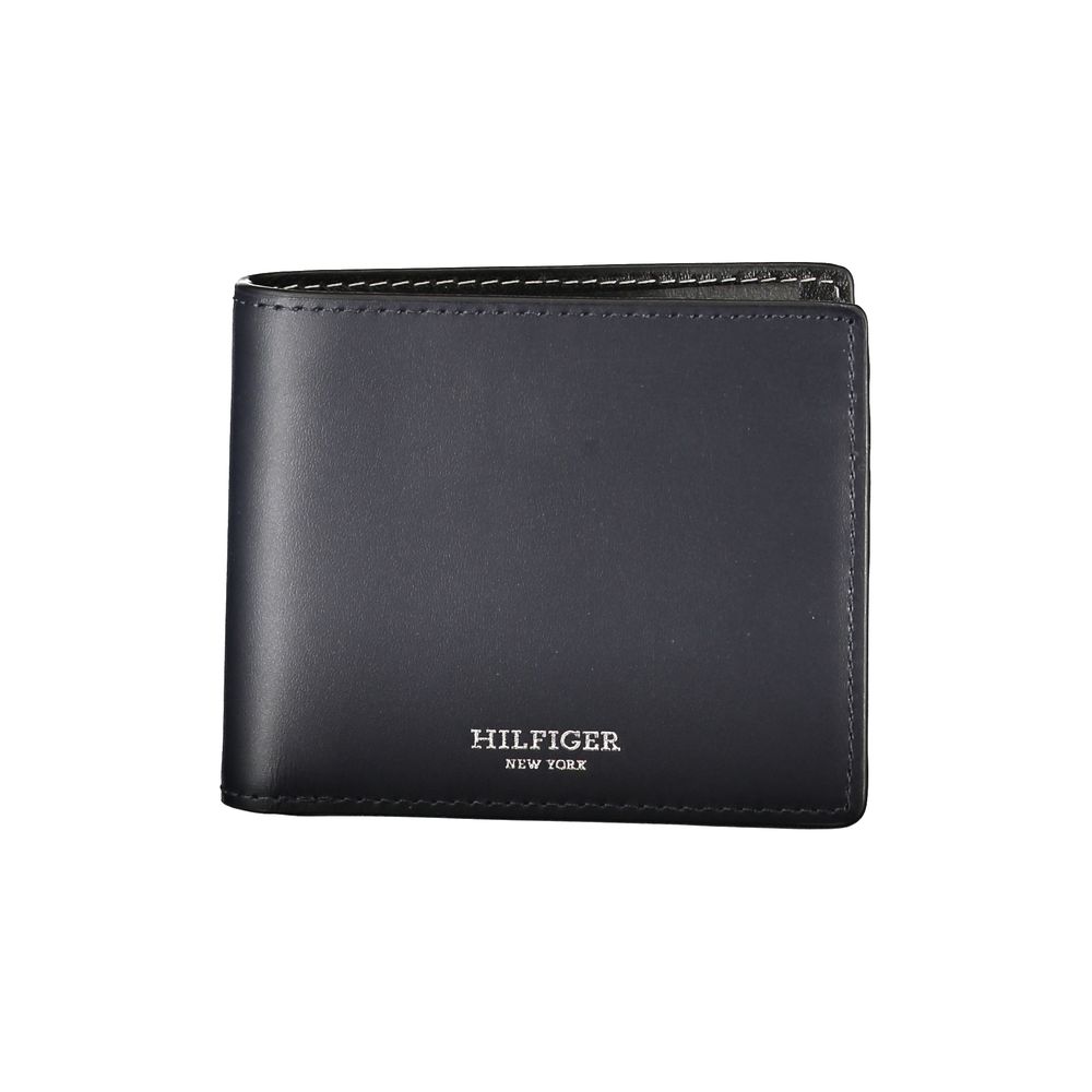 Carteira Tommy Hilfiger Elegante de Couro Azul com Duas Dobras