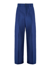 Calça de algodão clássica azul Gucci