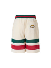 Shorts Gucci com logotipo em poliéster creme