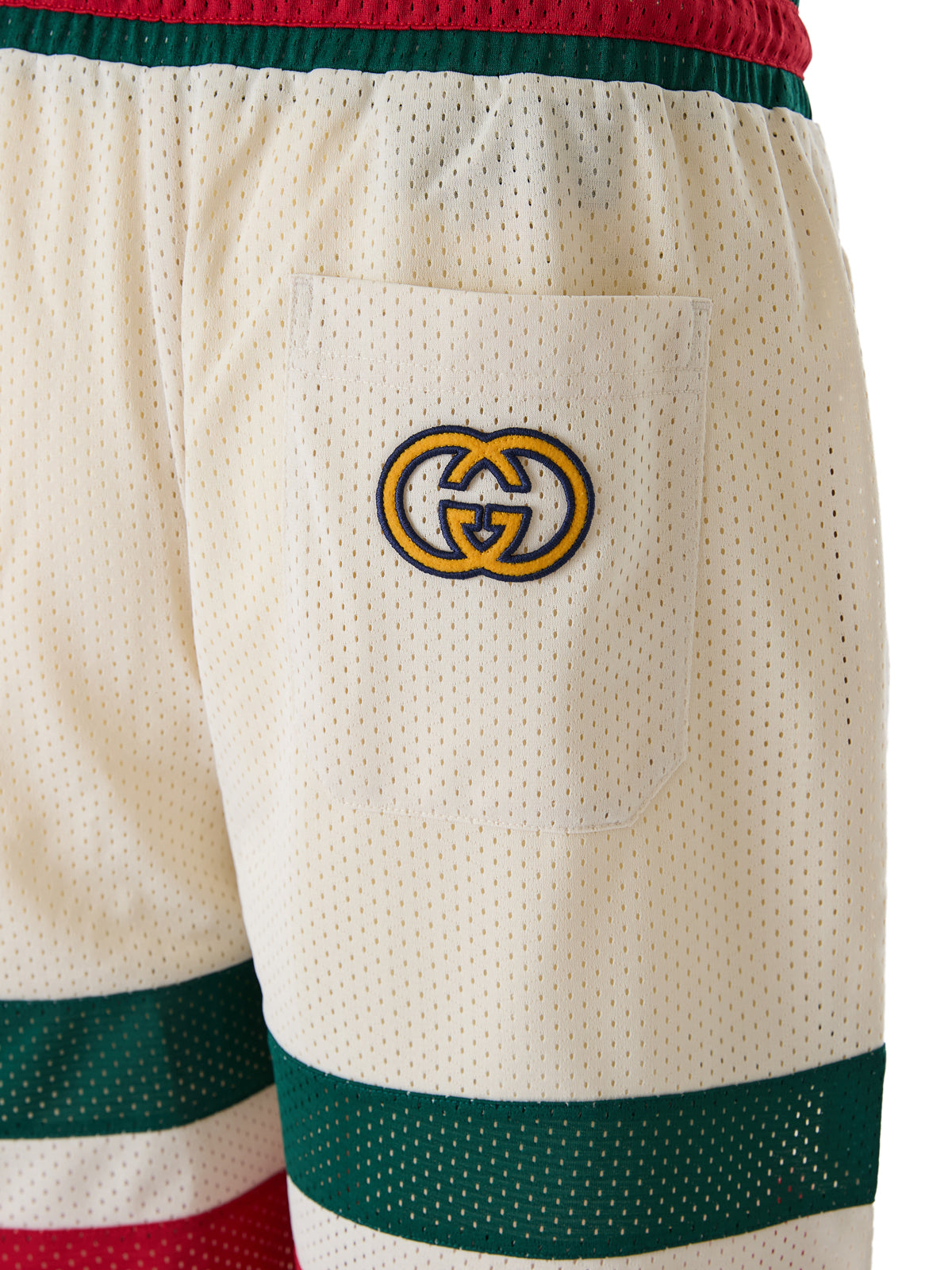 Shorts Gucci com logotipo em poliéster creme
