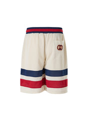 Shorts Gucci com logotipo em poliéster creme