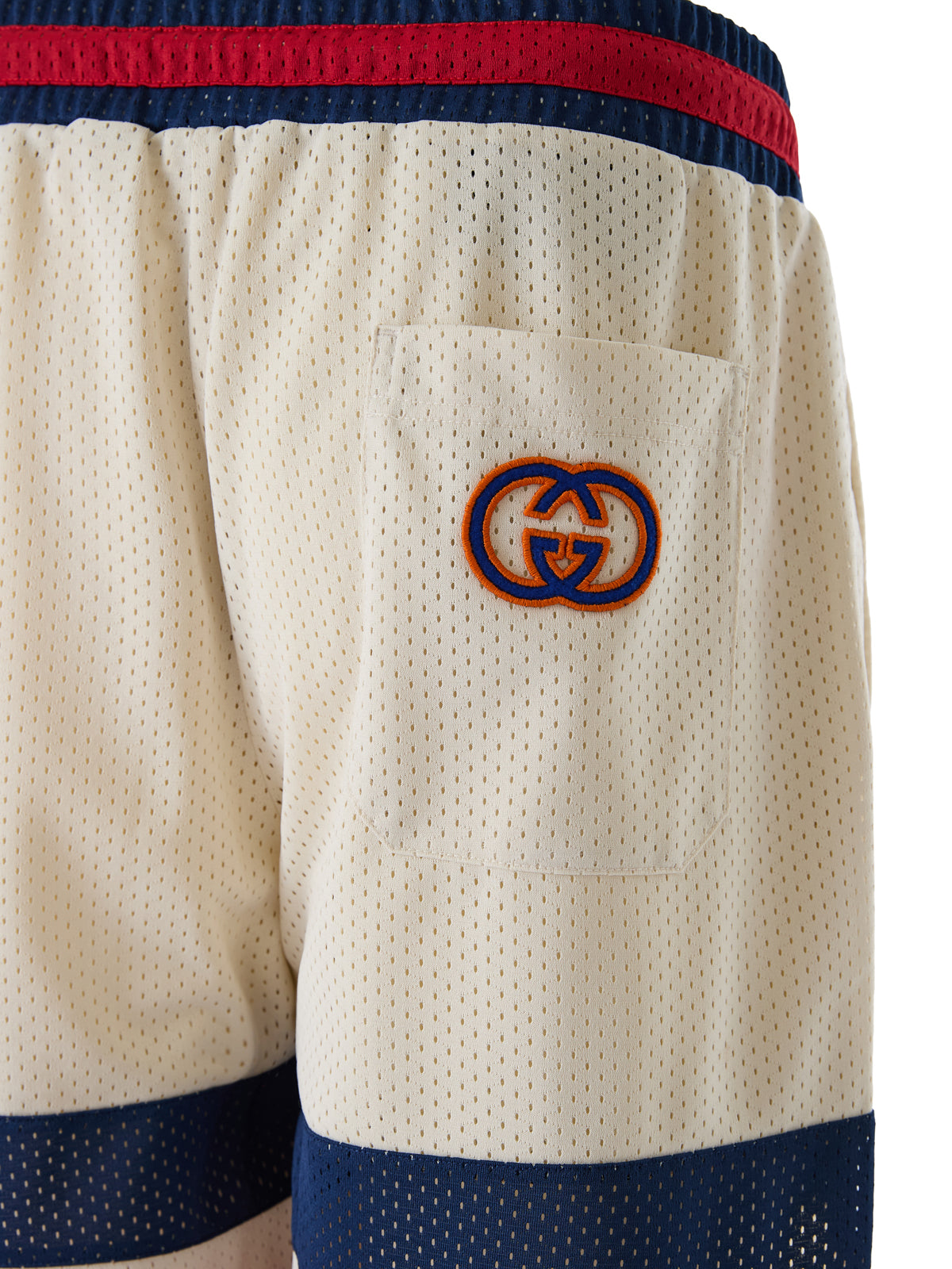 Shorts Gucci com logotipo em poliéster creme