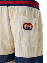 Shorts Gucci com logotipo em poliéster creme