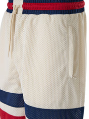 Shorts Gucci com logotipo em poliéster creme