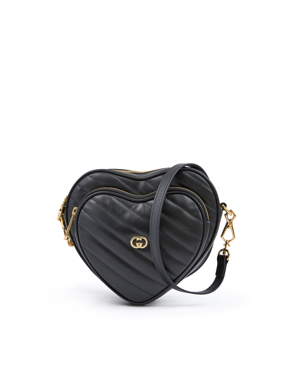 Bolsa transversal Gucci mini coração de couro preta