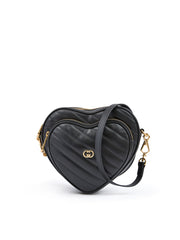Bolsa transversal Gucci mini coração de couro preta