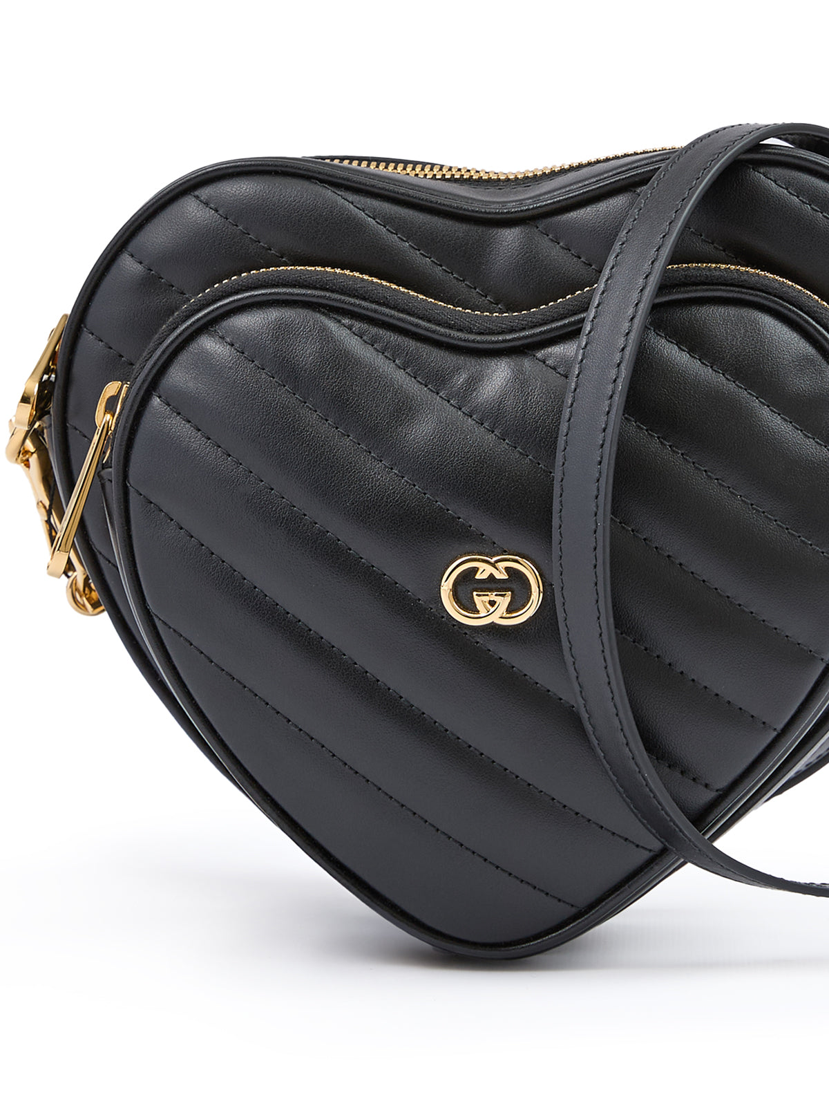 Bolsa transversal Gucci mini coração de couro preta