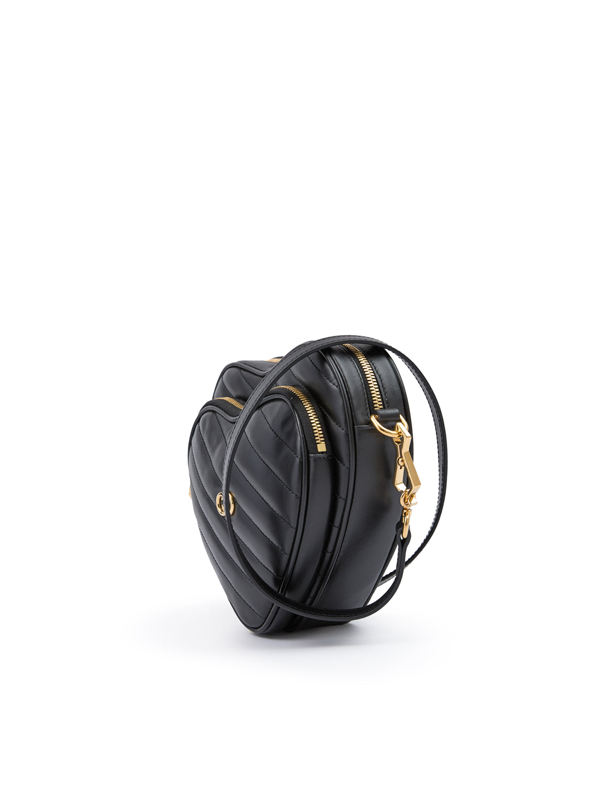 Bolsa transversal Gucci mini coração de couro preta