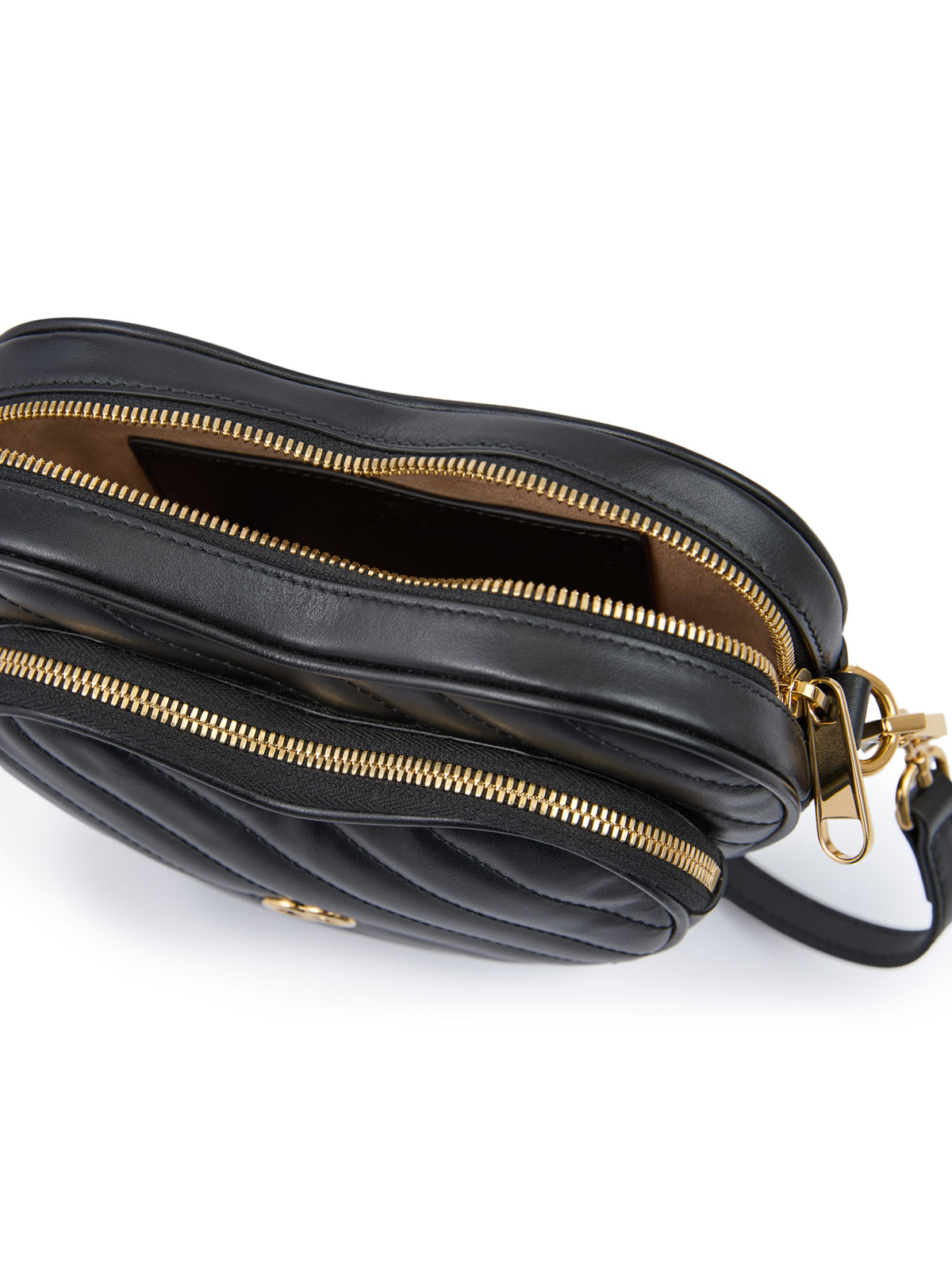 Bolsa transversal Gucci mini coração de couro preta