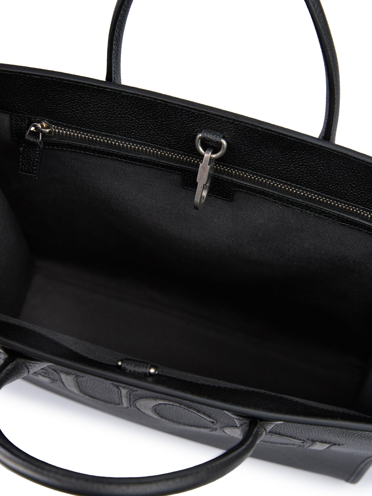Bolsa tote média com logotipo de couro preto Gucci