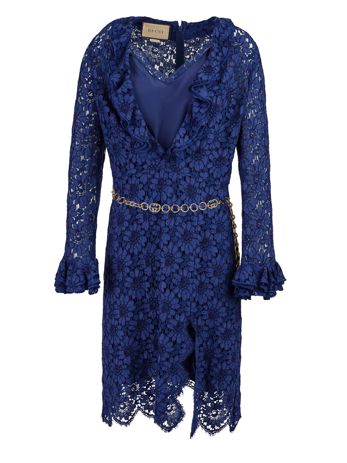 Vestido longo médio de viscose e algodão Gucci Blu
