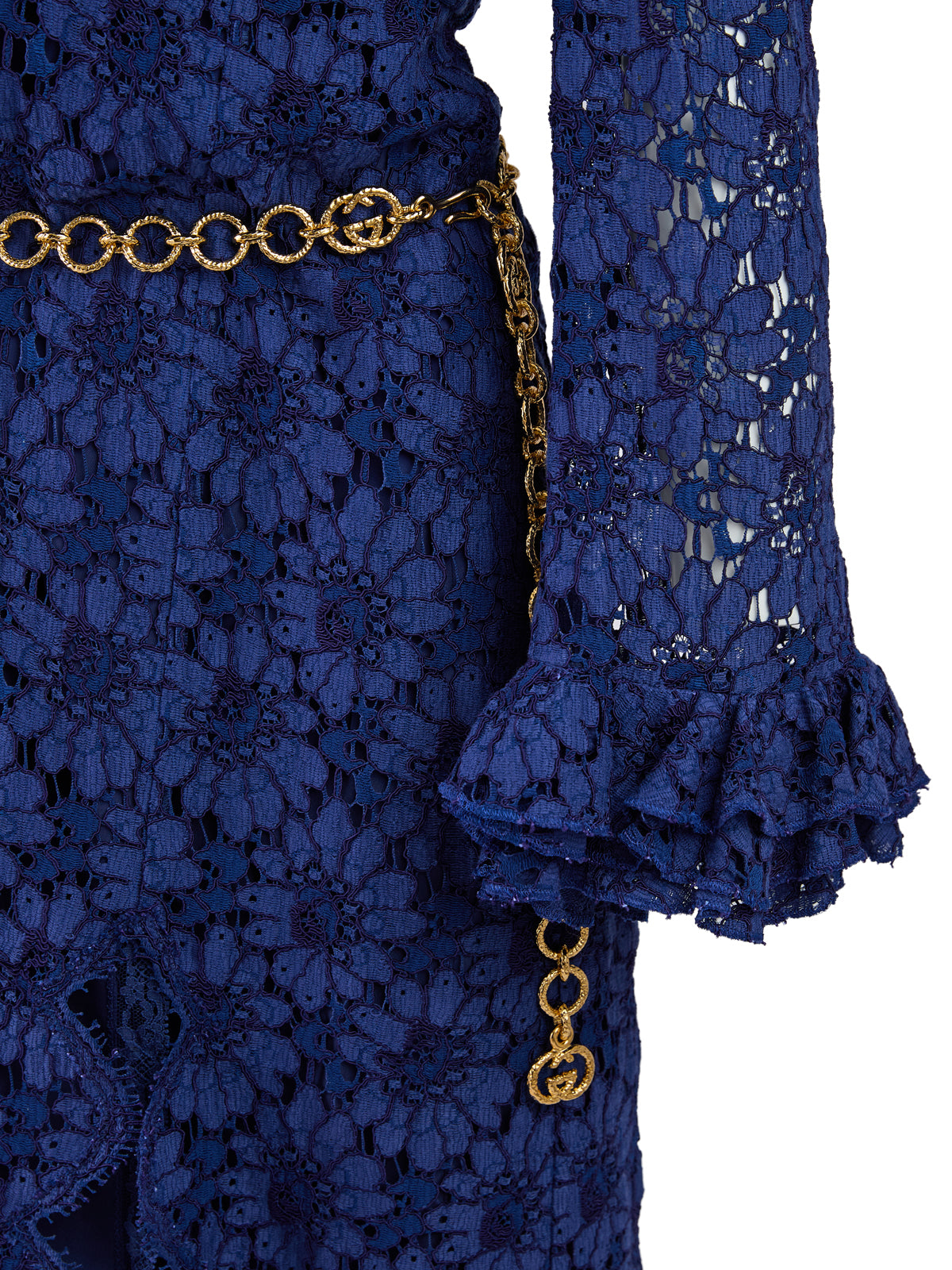 Vestido longo médio de viscose e algodão Gucci Blu
