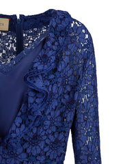 Vestido longo médio de viscose e algodão Gucci Blu