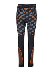 Calça legging preta de poliamida com logotipo da Gucci