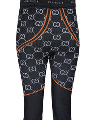 Calça legging preta de poliamida com logotipo da Gucci