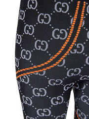 Calça legging preta de poliamida com logotipo da Gucci