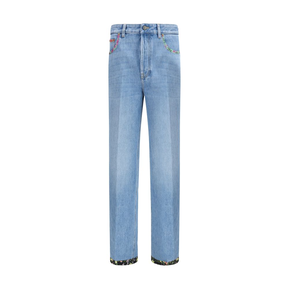 Jeans Valentino com detalhes florais