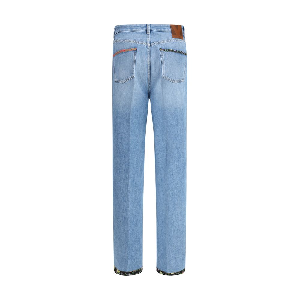 Jeans Valentino com detalhes florais