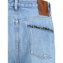Jeans Valentino com detalhes florais