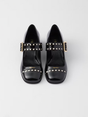 Sapatos Mary Jane Prada em couro envernizado preto