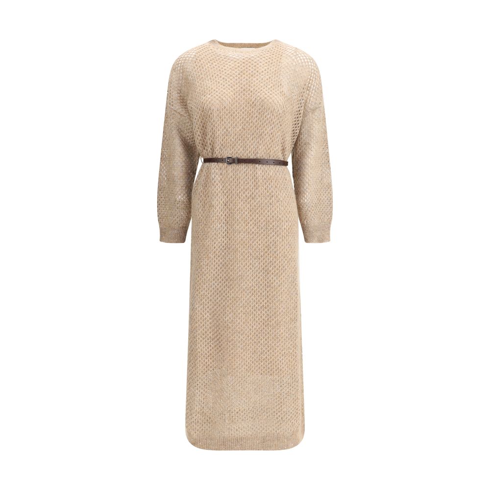 Vestido longo perfurado Brunello Cucinelli