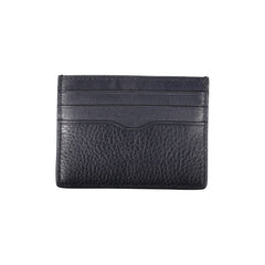Porta-cartões Tommy Hilfiger Sleek em couro azul com detalhes contrastantes