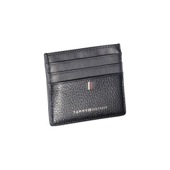 Porta-cartões Tommy Hilfiger Sleek em couro azul com detalhes contrastantes