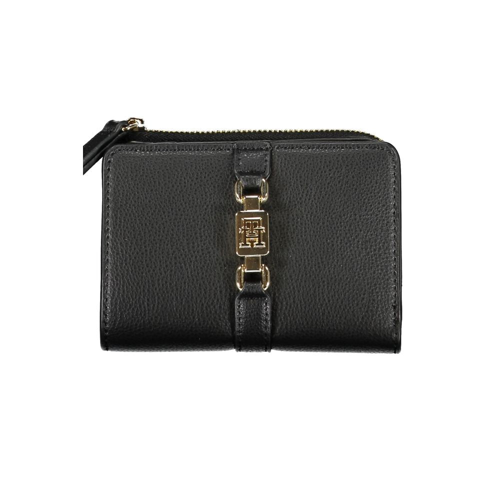Carteira Tommy Hilfiger Sleek preta com zíper e porta-moedas